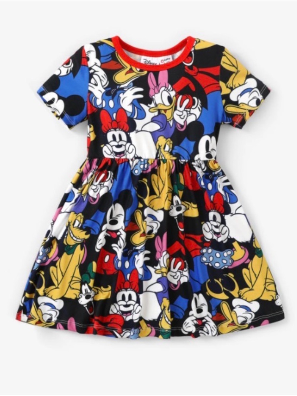 Disney Girl Mickey and Friends Character All-over Graffiti Print Dress, 3Y, 7-8Y